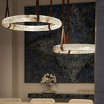 Alabaster Hoop Leather Chandelier