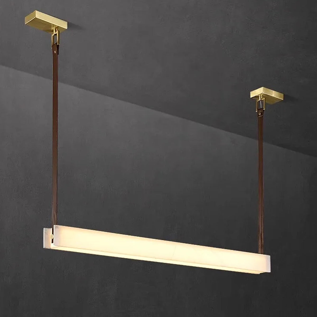 Alabaster Leather Belt Linear Pendant Lamp