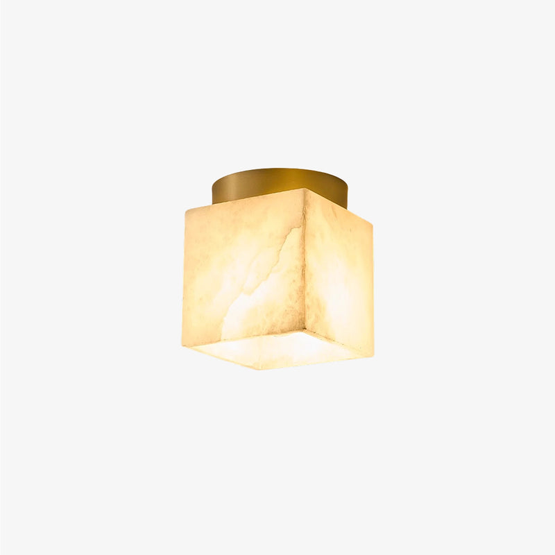 Alabaster Square Brass Ceiling Light
