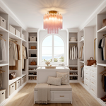Amabel Dazzling Pink Glass Ceiling Light | Pink Glass and Brass | primary walk-in closet | Severn Lighting