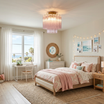 Amabel Dazzling Pink Glass Ceiling Light | girl's bedroom | primary walk-in closet | Severn Lighting