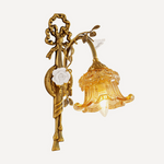 Armelle Rose Glass Brass Wall Lamp | Glass, Ceramic and Brass | Front angled view on a pure white background | Severn Lighting