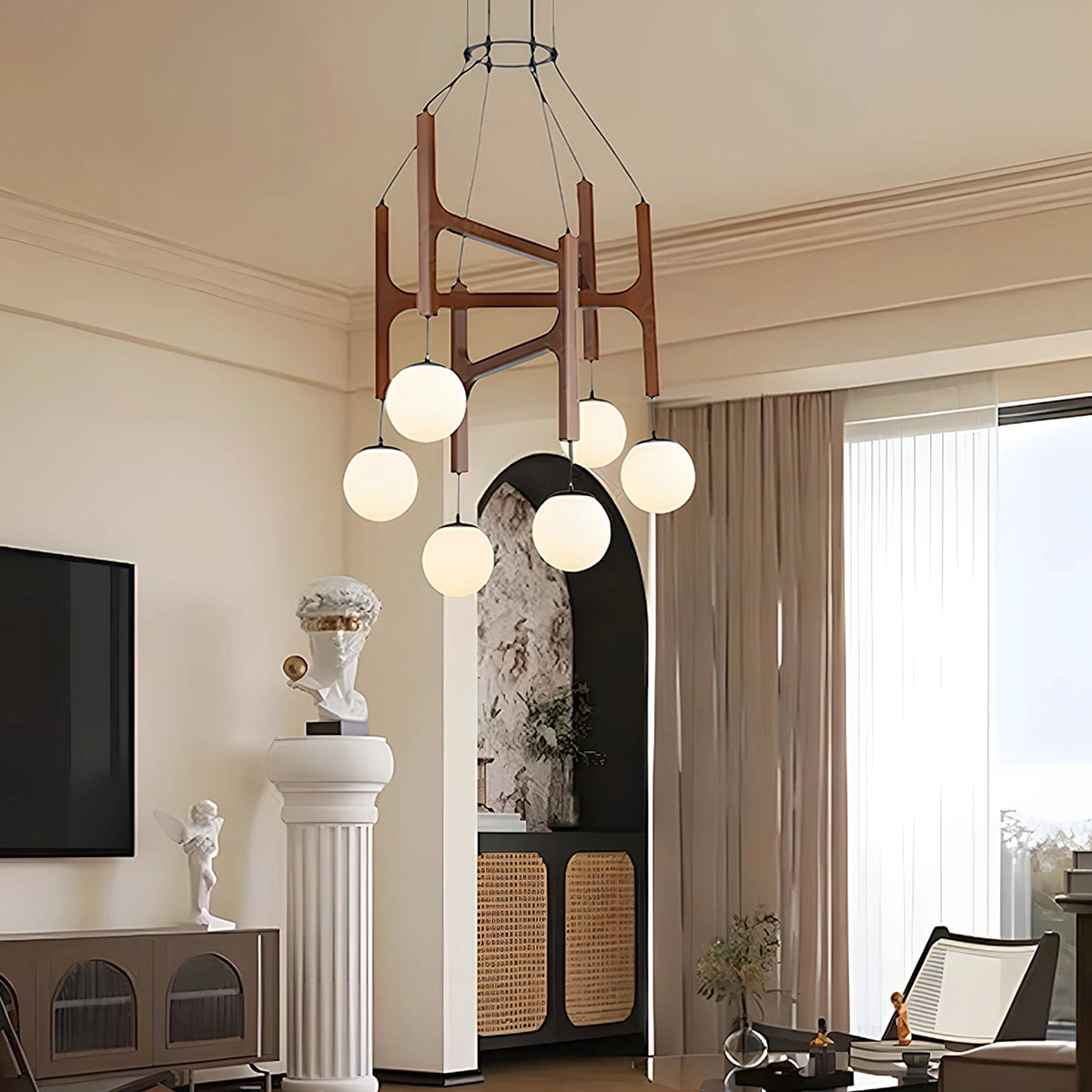 Astra Wood Orb Chandelier