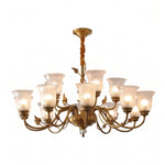 Auberon Ribbed Glass Vine Brass Chandelier | Ribbed Glass and Brass | Full product view displayed against a plain white studio backdrop | Severn Lighting