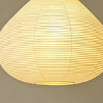 Bryony Teardrop Paper Pendant Light | Washi Paper and Metal | Close-up highlighting the illuminated lower half and bottom opening | Severn Lighting