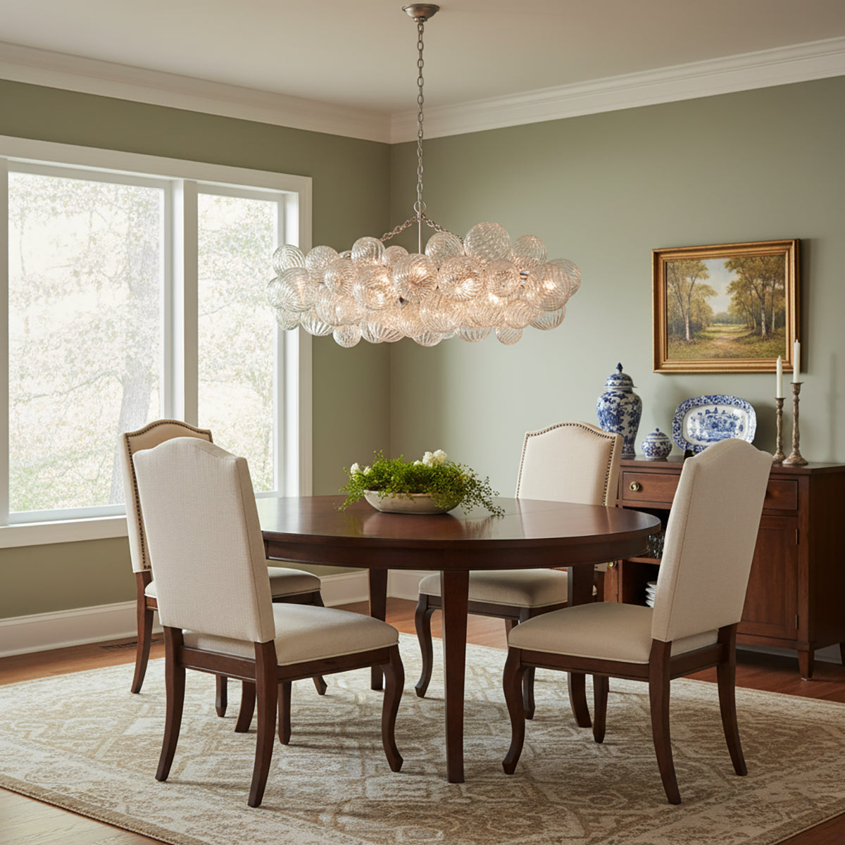 Bubble Spiral Glass Sphere Chandelier