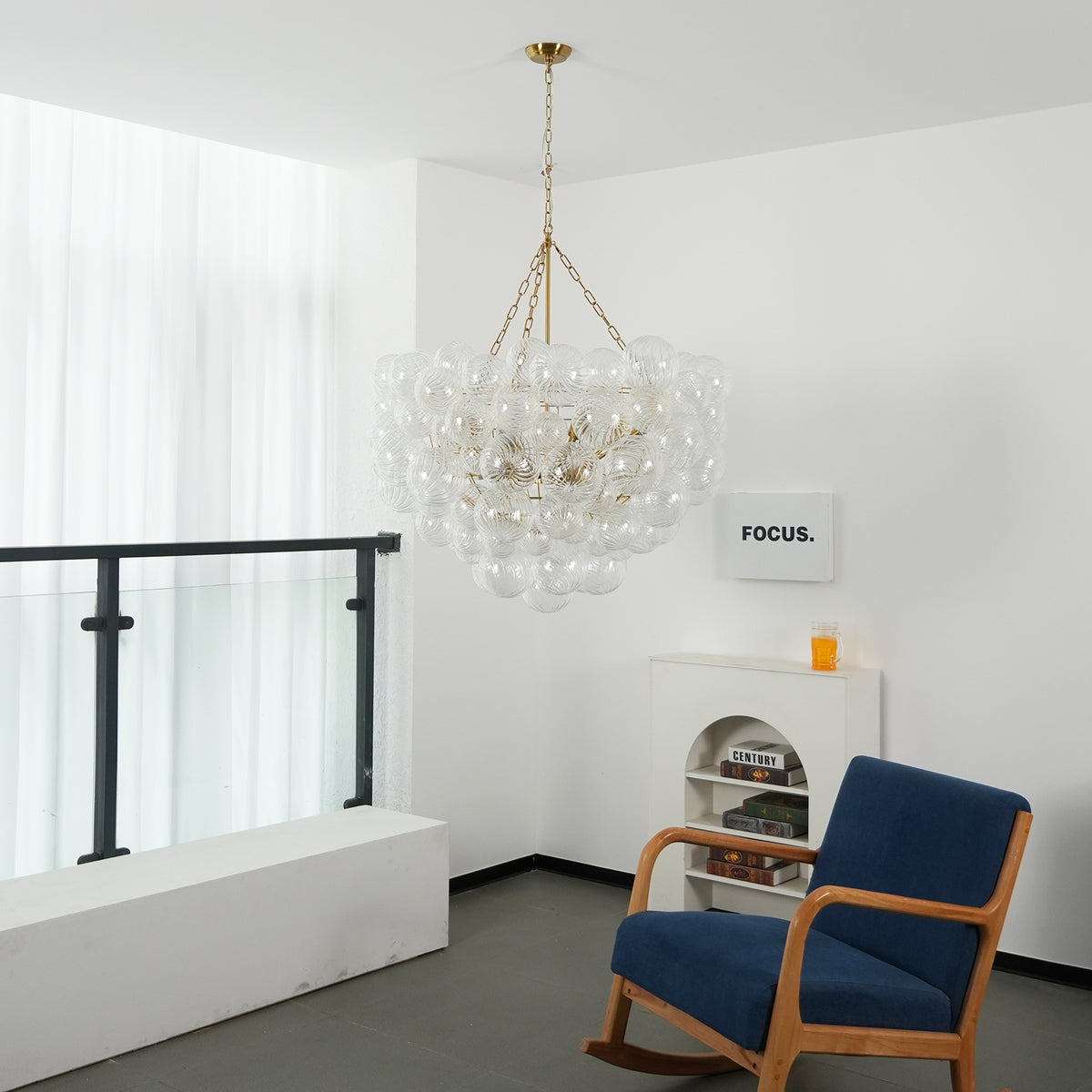 Bubble Spiral Glass Sphere Chandelier