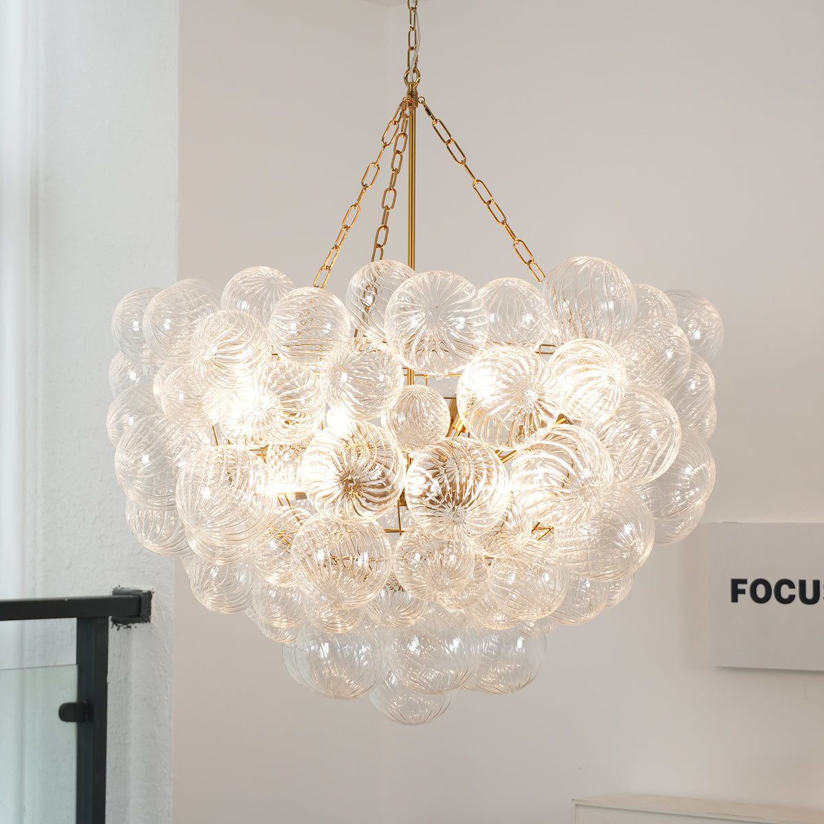 Bubble Spiral Glass Sphere Chandelier