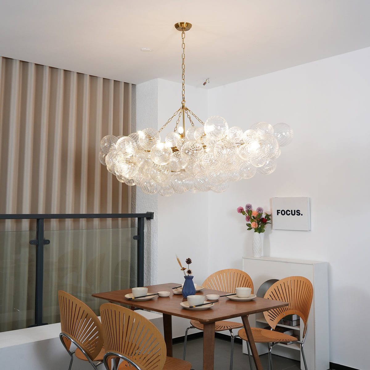 Bubble Spiral Glass Sphere Chandelier