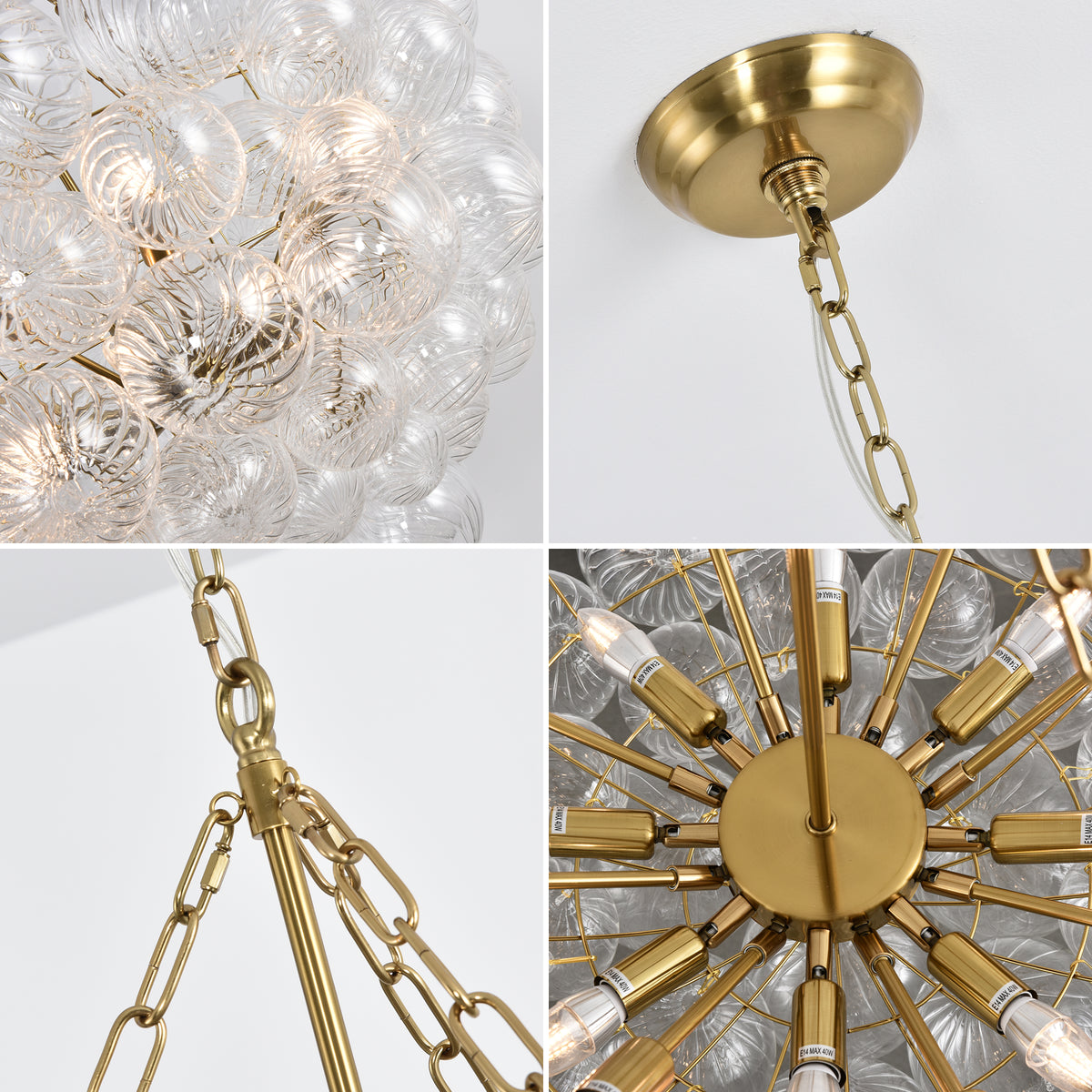 Bubble Spiral Glass Sphere Chandelier