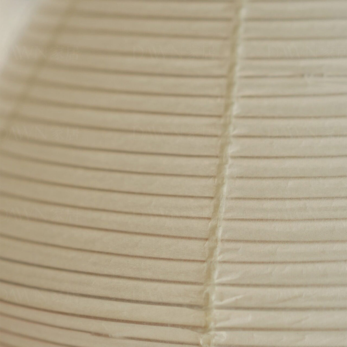 Cosima Hourglass Washi Paper Floor Lamp | Japanese Wabi-Sabi Paper and Black Tripod | Extreme macro texture close-up showcasing the ribbed weave of the unlit cream Washi paper shade | Severn Lighting