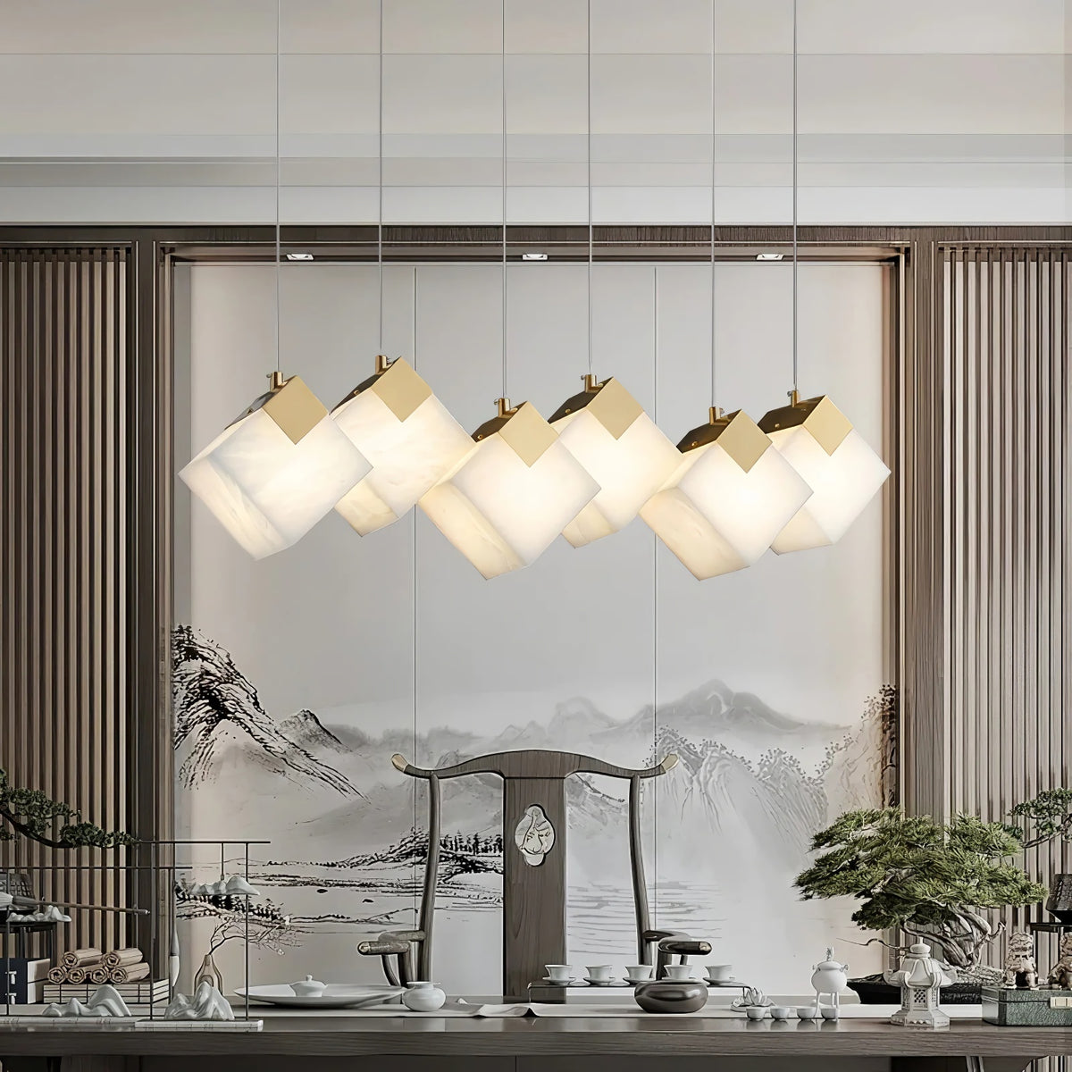 Cube Cluster Alabaster Pendant Light