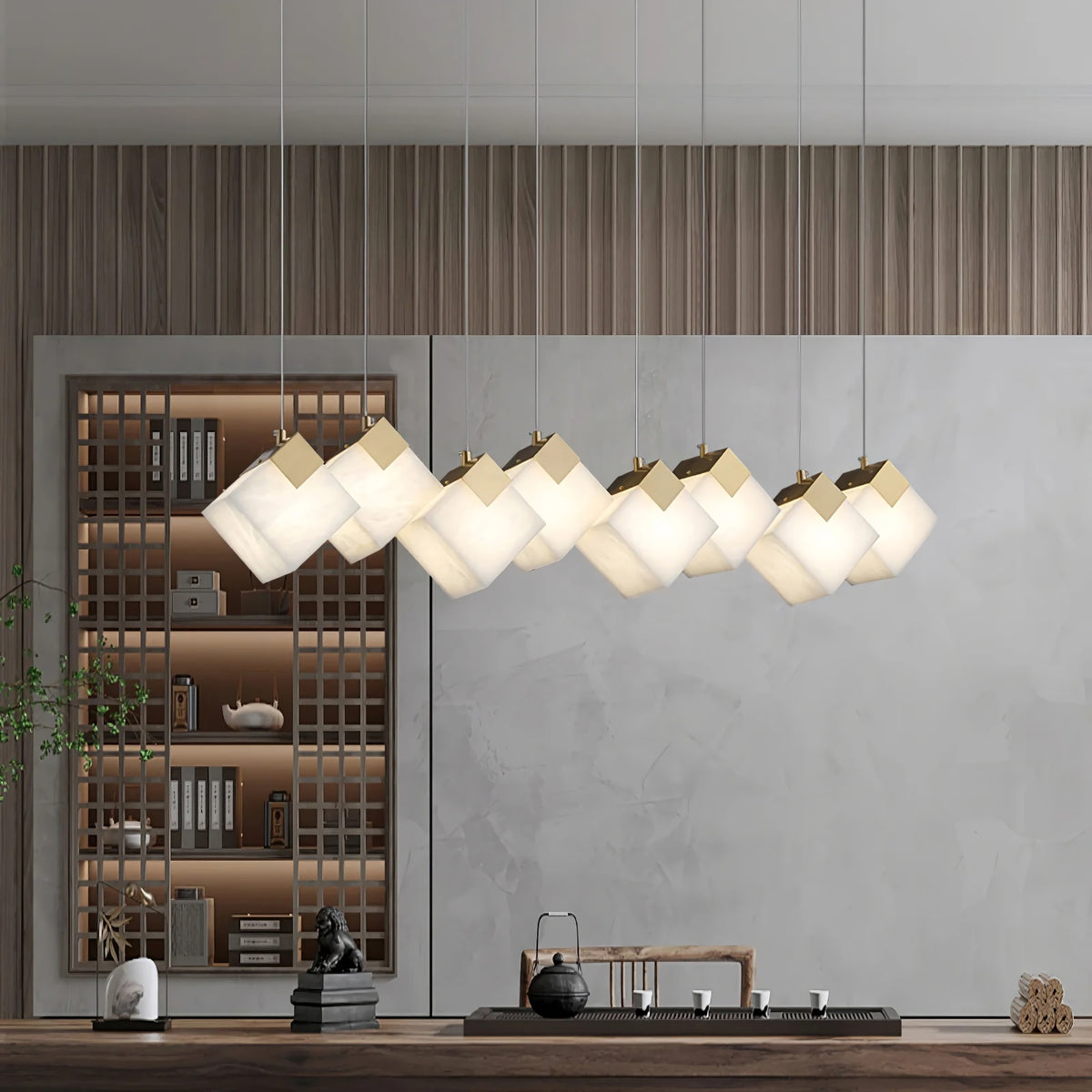 Cube Cluster Alabaster Pendant Light