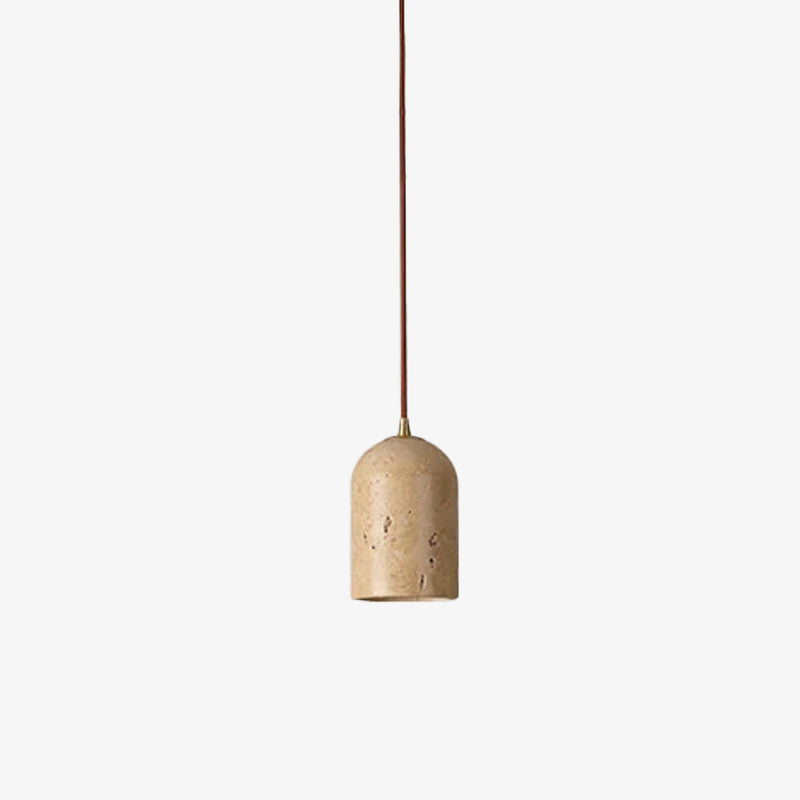 Cylindrical Half Orb Travertine Pendant Light
