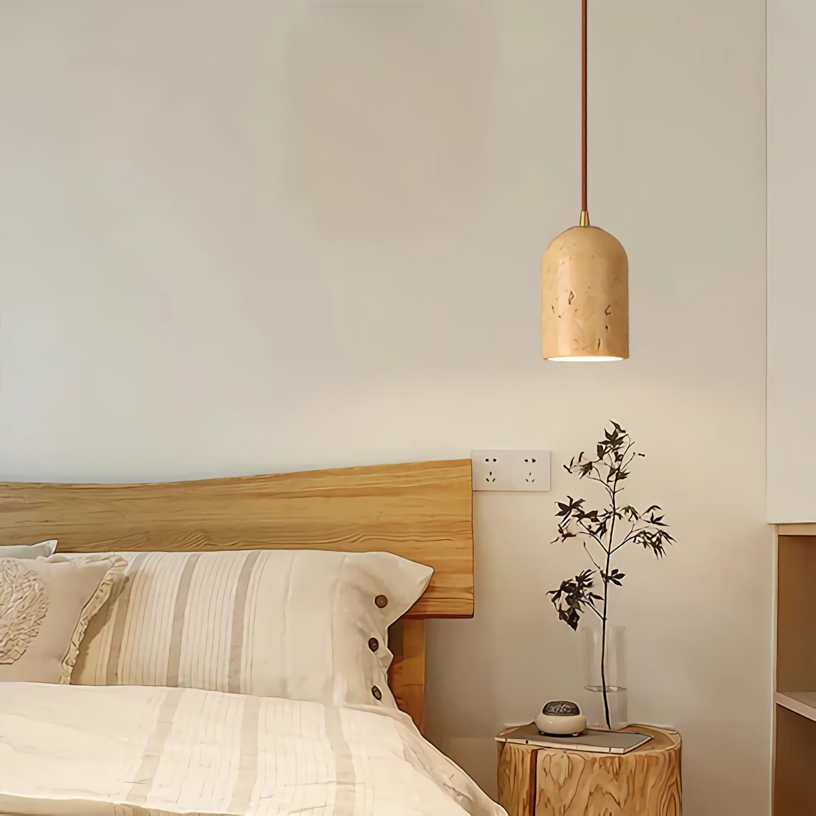 Cylindrical Half Orb Travertine Pendant Light– SevernLighting