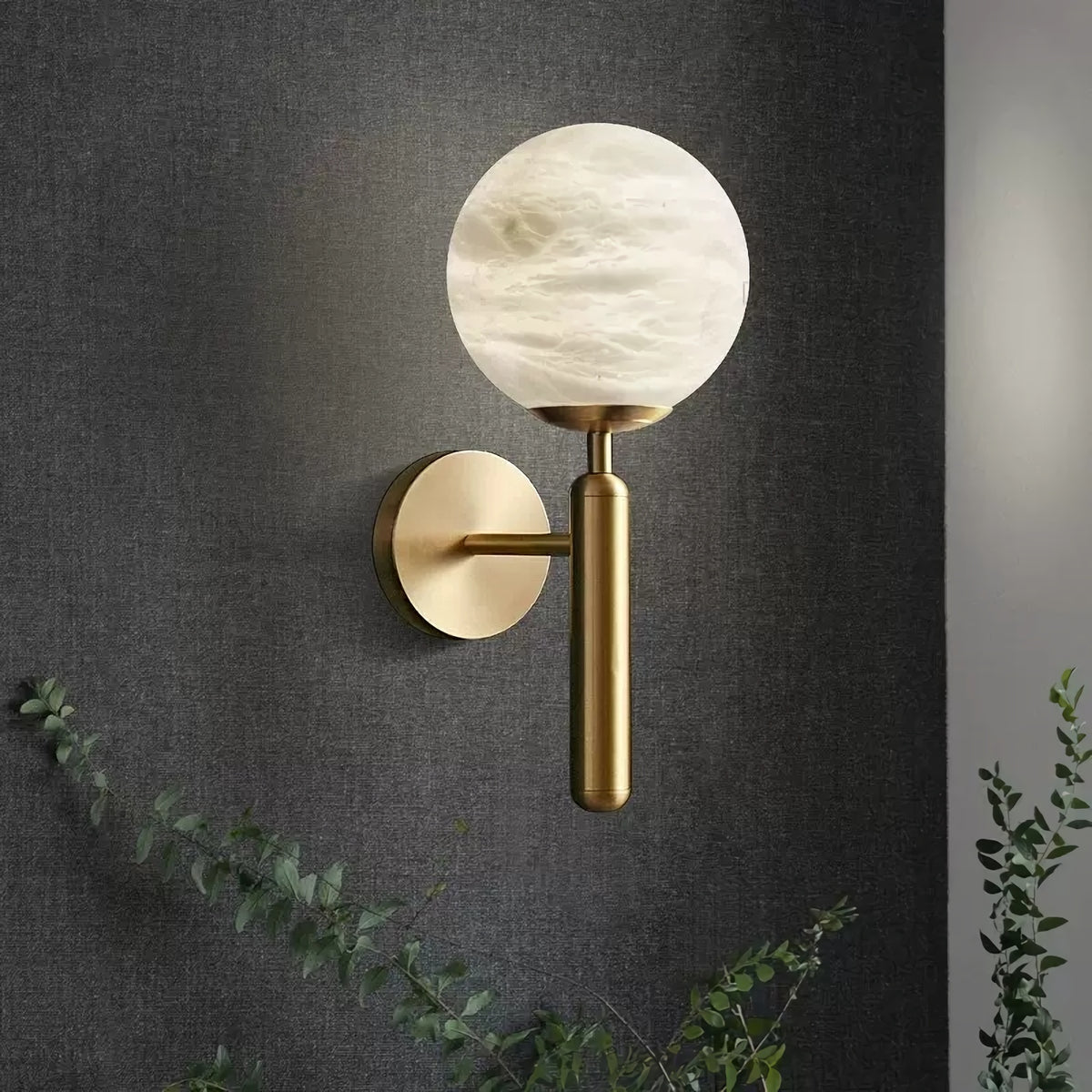 Elegant Copper Alabaster Wall Lamp