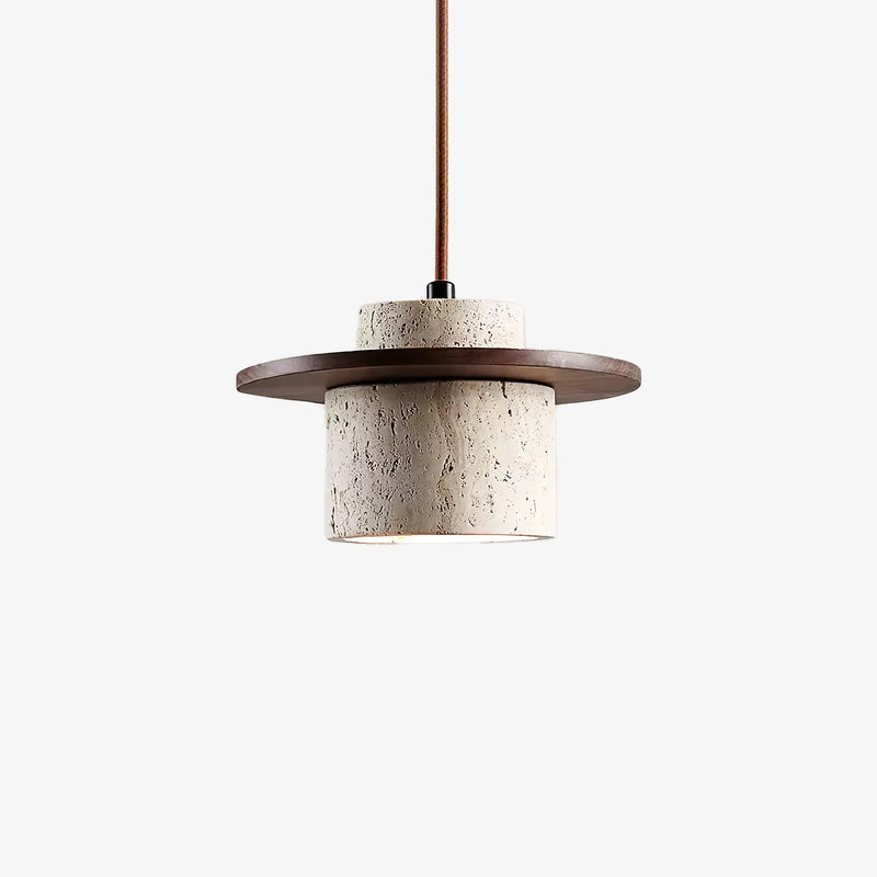 Elegant Textured Cylindra Stone Pendant Lamp