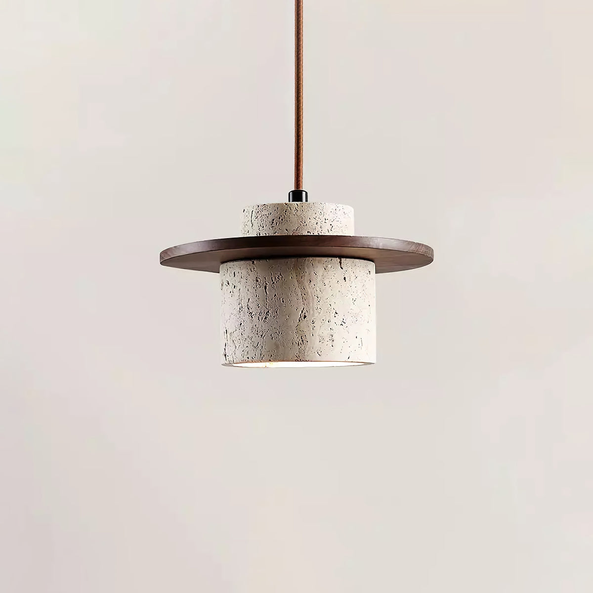Elegant Textured Cylindra Stone Pendant Lamp