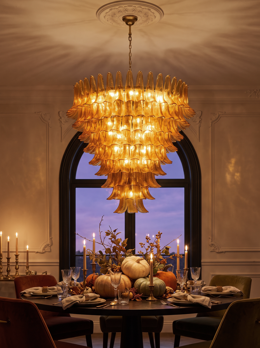Odile Amber Petal Tier Chandelier