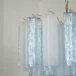 Givrane Two-Tone Glass Tube Tiered Chandelier | Two-Tone Glass and Brass | Side close-up view highlighting the tiered two-tone glass tubes | Severn Lighting