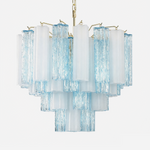Givrane Two-Tone Glass Tube Tiered Chandelier | Two-Tone Glass and Brass | Front full view on a pure white background | Severn Lighting