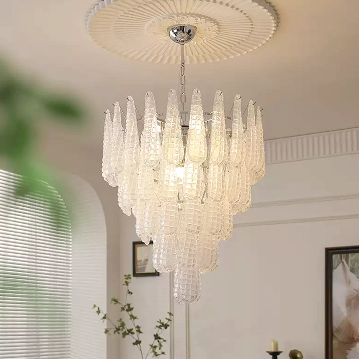 Grid Glass Waterfall Chandelier