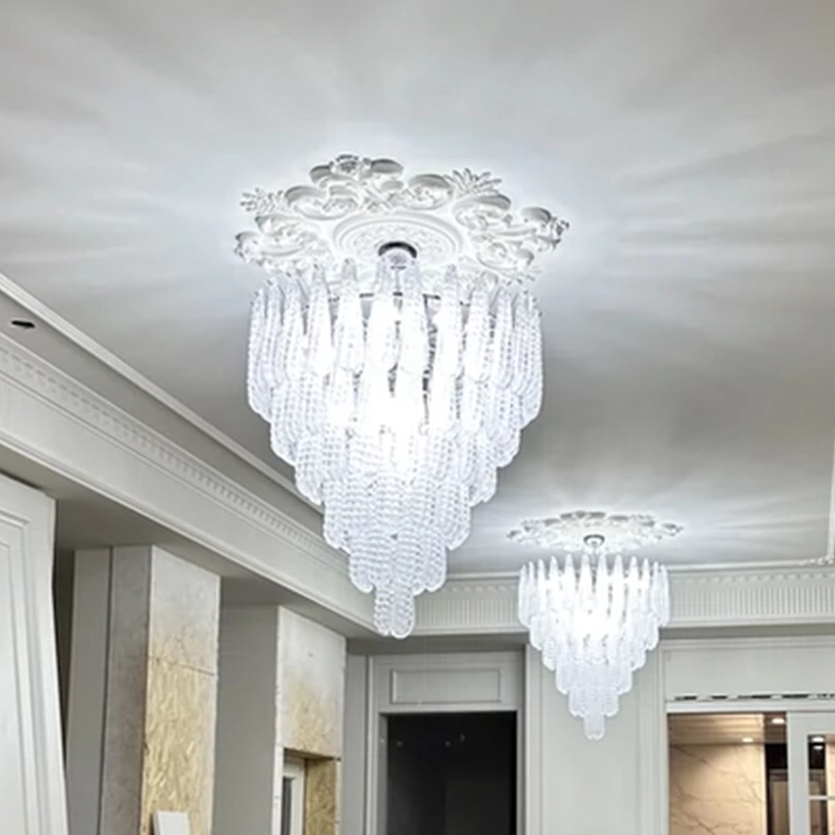 Grid Glass Waterfall Chandelier