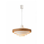 Holmvik Walnut Ring Tiered Metal Pendant Light | Walnut Wood and Metal | Full vertical product view of the white variant on pure white background | Severn Lighting