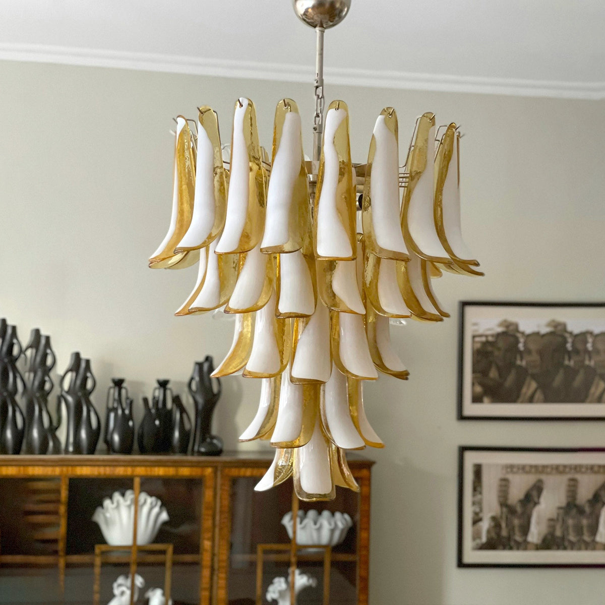 Honey Colored Murano Petal Chandelier