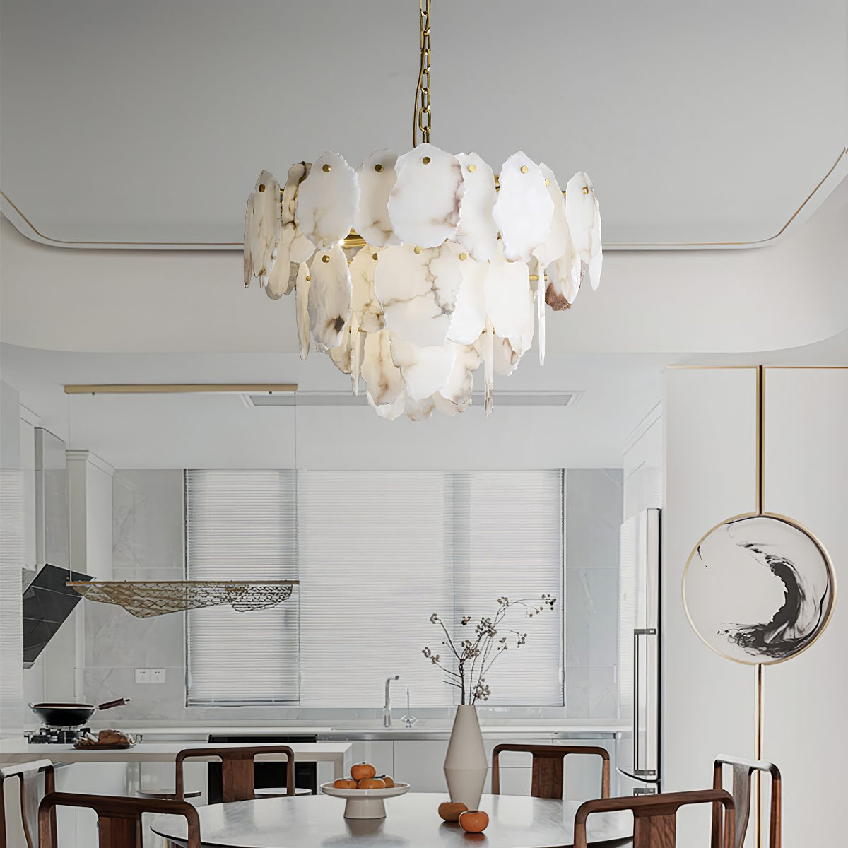 Irregular Alabaster Petal Chandelier