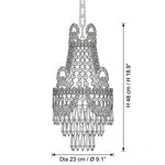 Isambard Crowned Crystal Basket Pendant Light | Cut Crystal and Brass | Technical dimension diagram showing height and width measurements | Severn Lighting