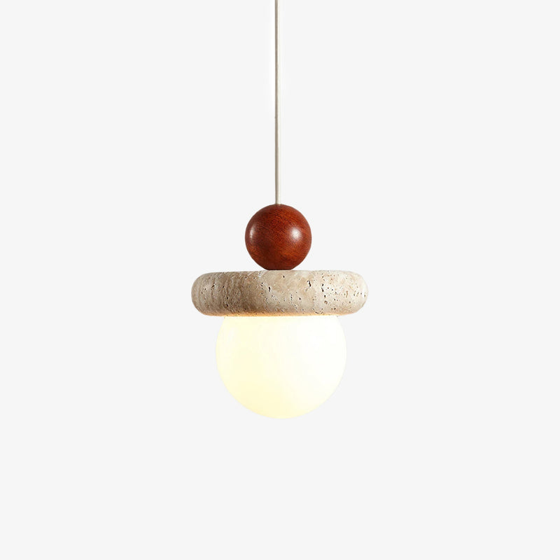 Japanese Wabi Sabi Travertine Round Pendant Light