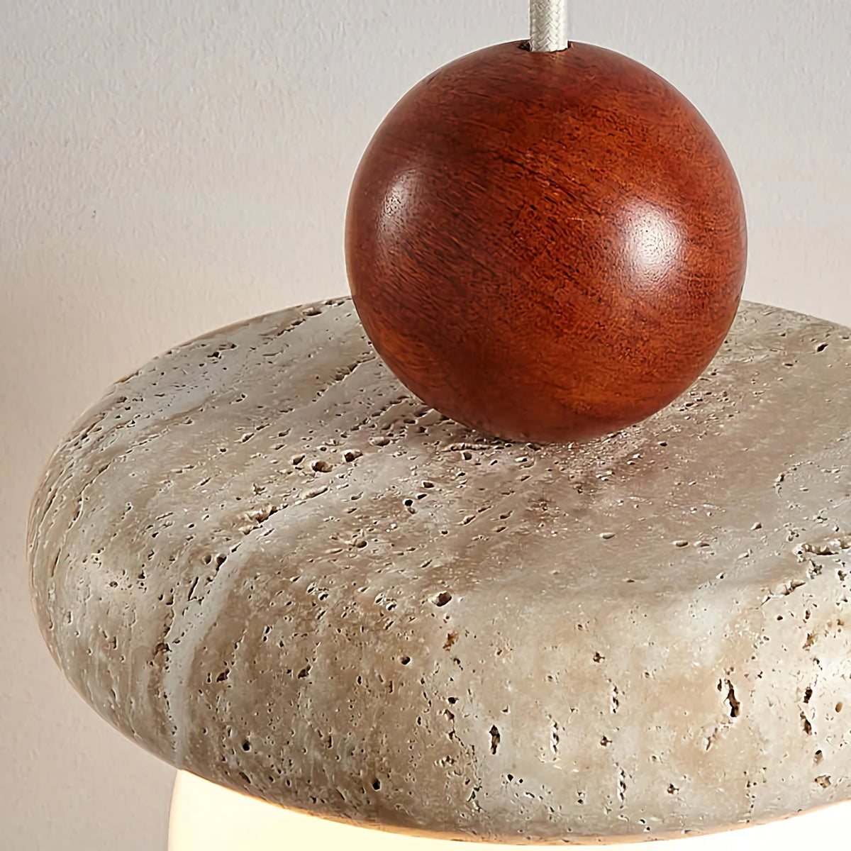 Japanese Wabi Sabi Travertine Round Pendant Light
