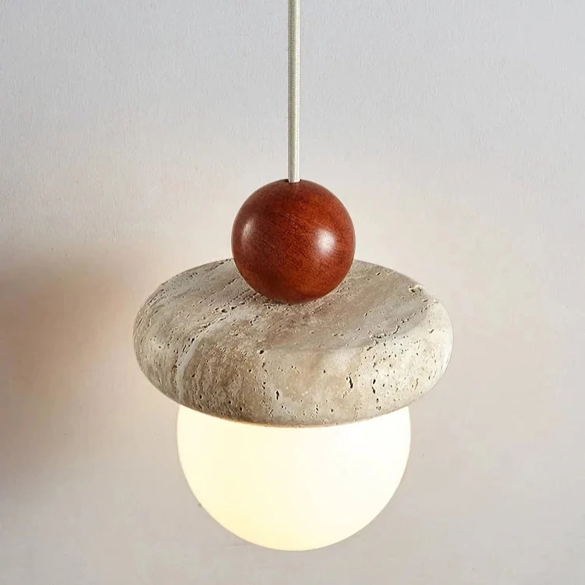 Japanese Wabi Sabi Travertine Round Pendant Light