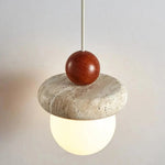 Japanese Wabi Sabi Travertine Round Pendant Light