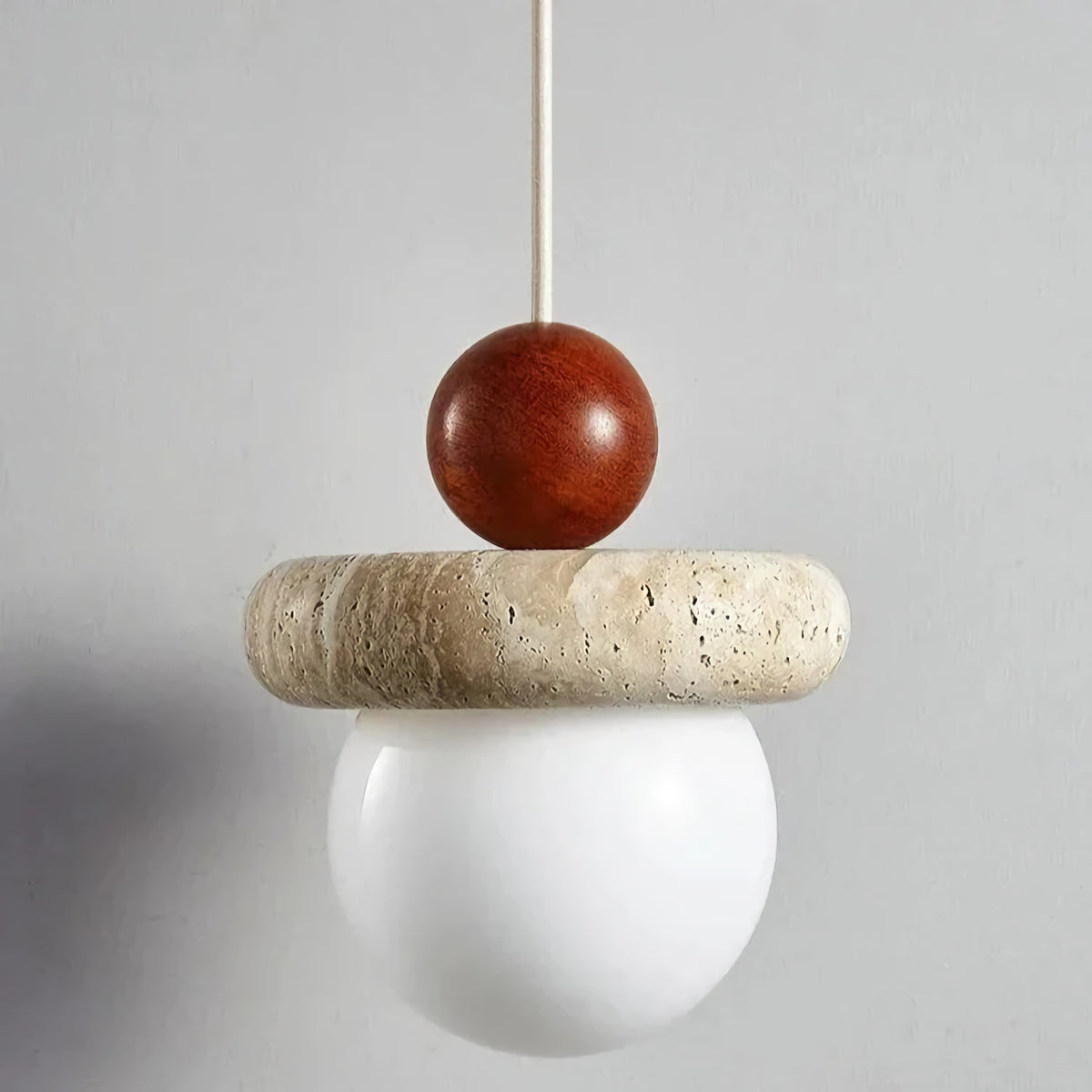 Japanese Wabi Sabi Travertine Round Pendant Light
