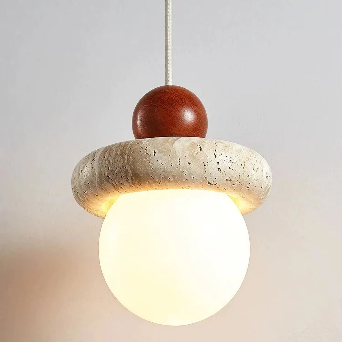 Japanese Wabi Sabi Travertine Round Pendant Light