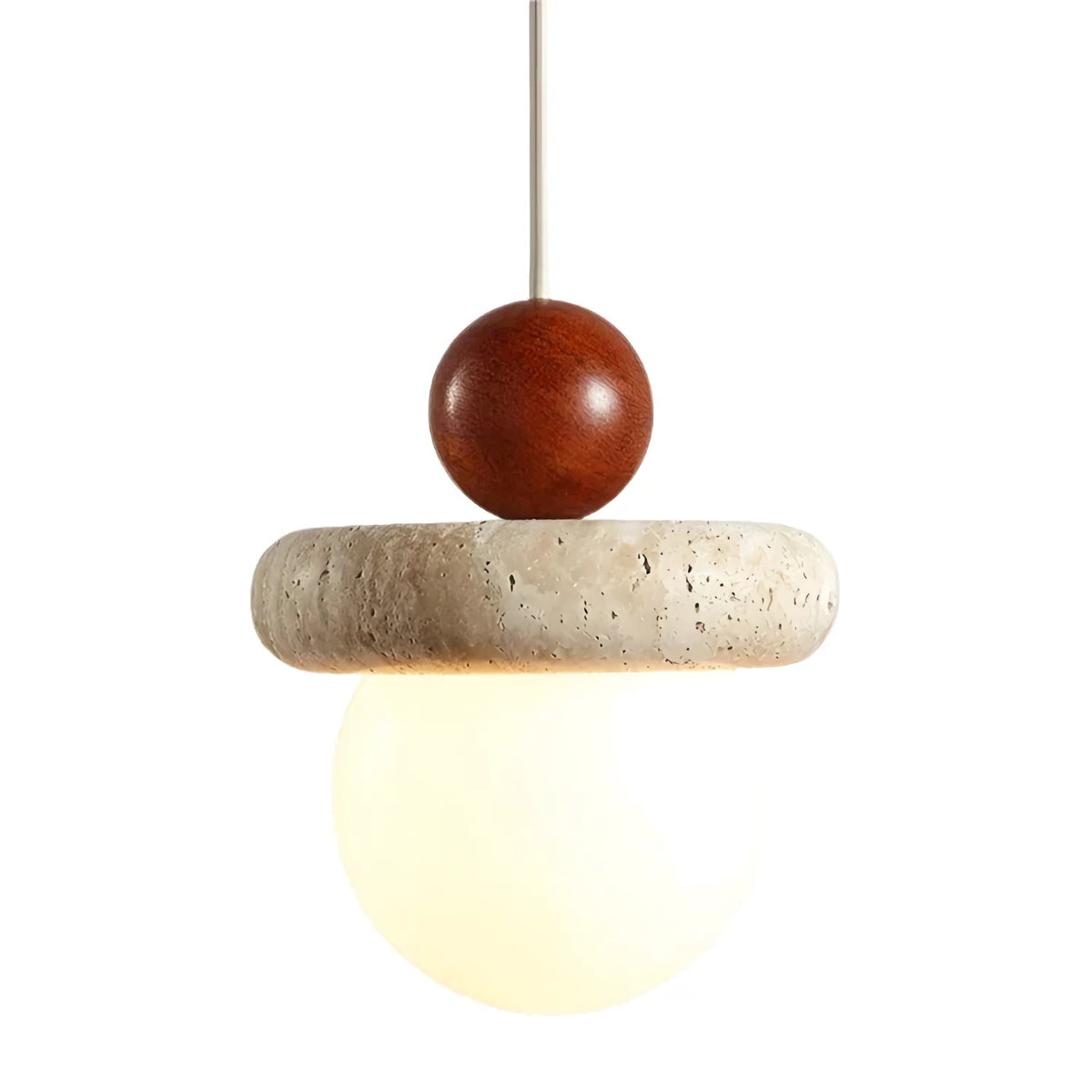 Japanese Wabi Sabi Travertine Round Pendant Light