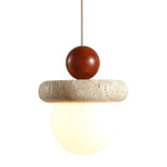 Japanese Wabi Sabi Travertine Round Pendant Light