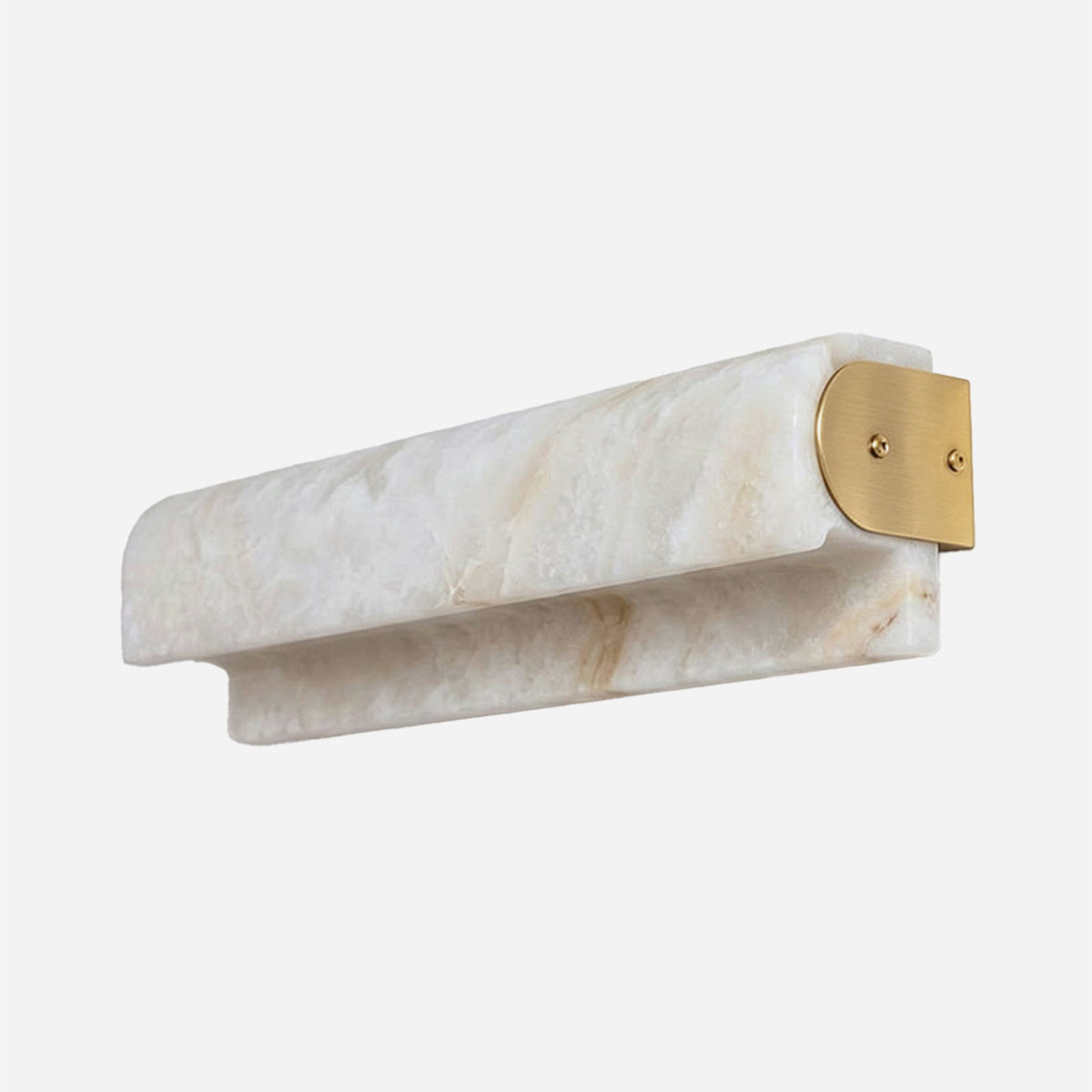 Lamelune Stacked Sconce | Alabaster and Brass | Three-quarter studio profile on white background, unlit | Severn Lighting