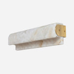 Lamelune Stacked Sconce | Alabaster and Brass | Three-quarter studio profile on white background, unlit | Severn Lighting