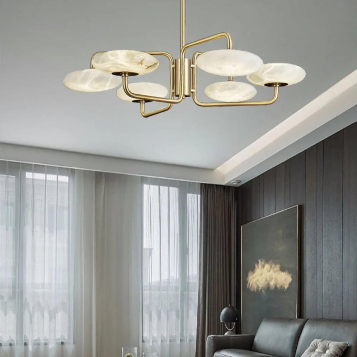 Linked Disc Alabaster Chandelier