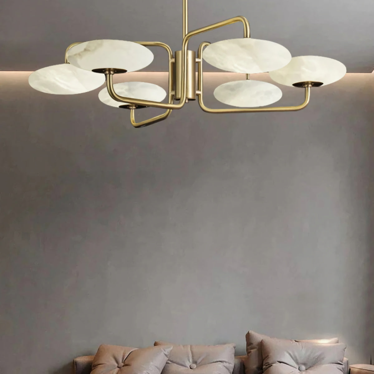 Linked Disc Alabaster Chandelier