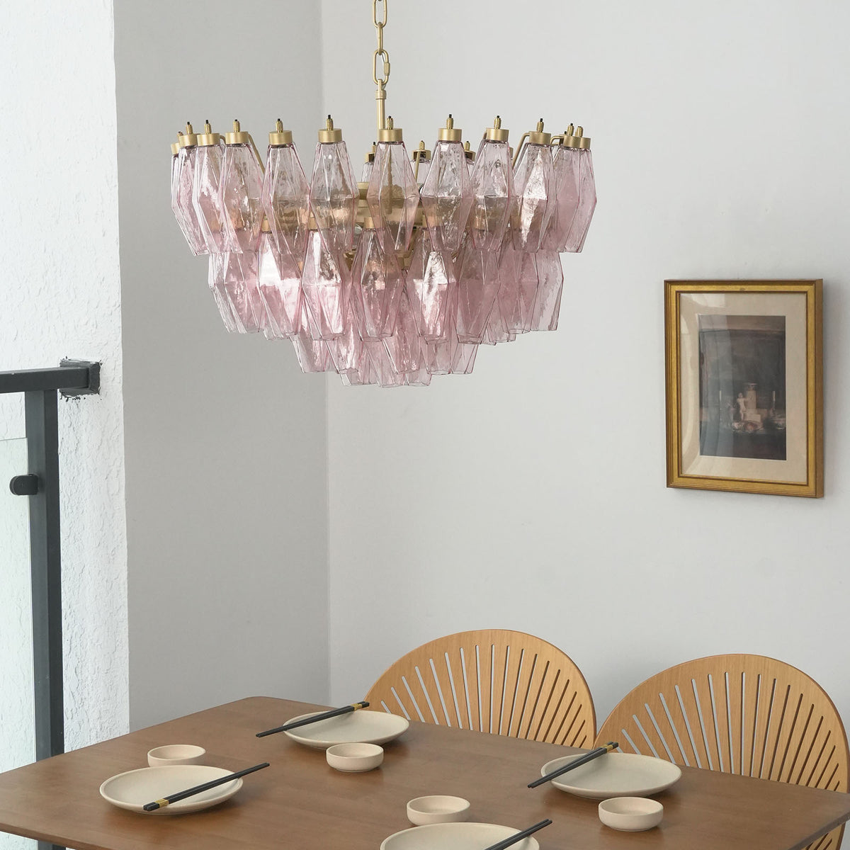 Lisandre Tiered Rose Glass Chandelier
