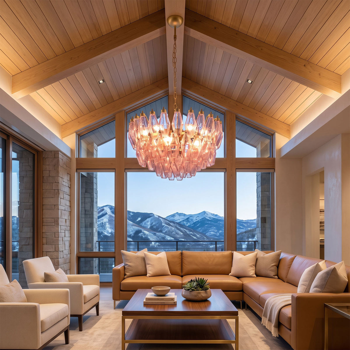 Lisandre Tiered Rose Glass Chandelier