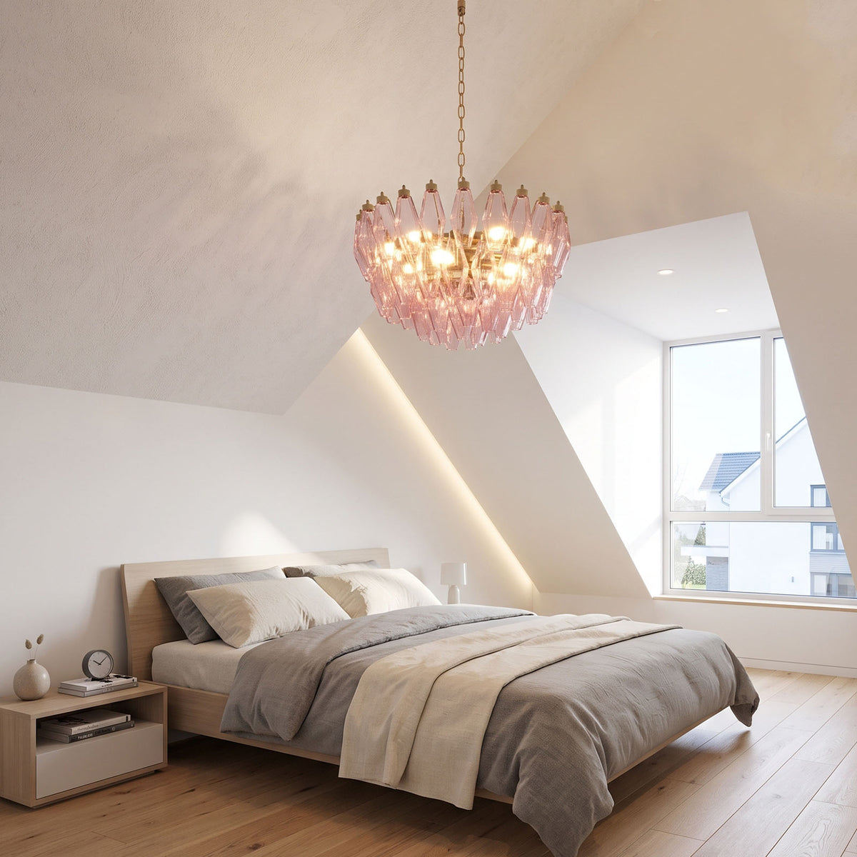 Lisandre Tiered Rose Glass Chandelier