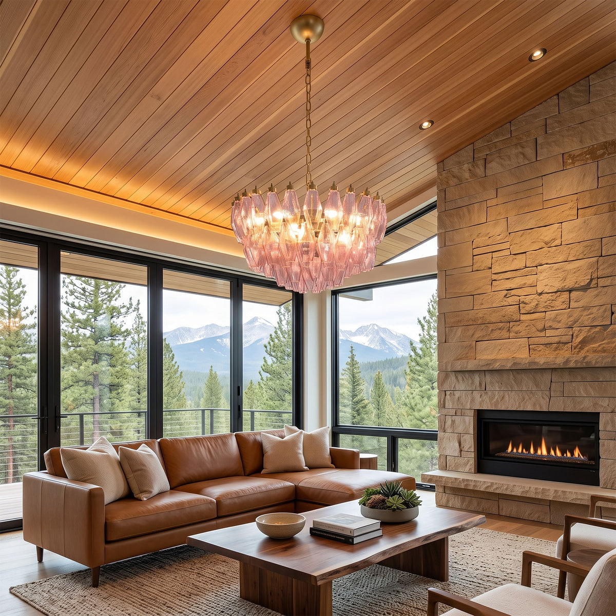 Lisandre Tiered Rose Glass Chandelier