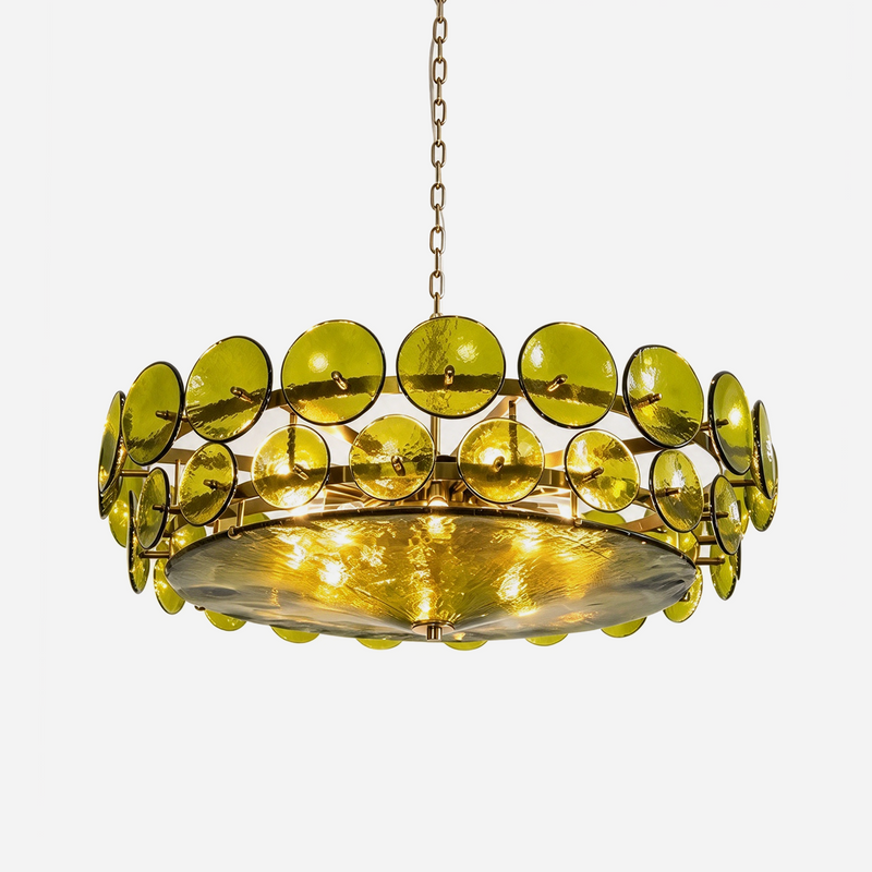 Lovenne Textured Glass Disc Ring Chandelier