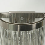 Marelle Glass Rod Tiered Wall Lamp | Clear Glass Rods and Metal | Macro detail shot of the top mounting backplate and metal border | Severn Lighting