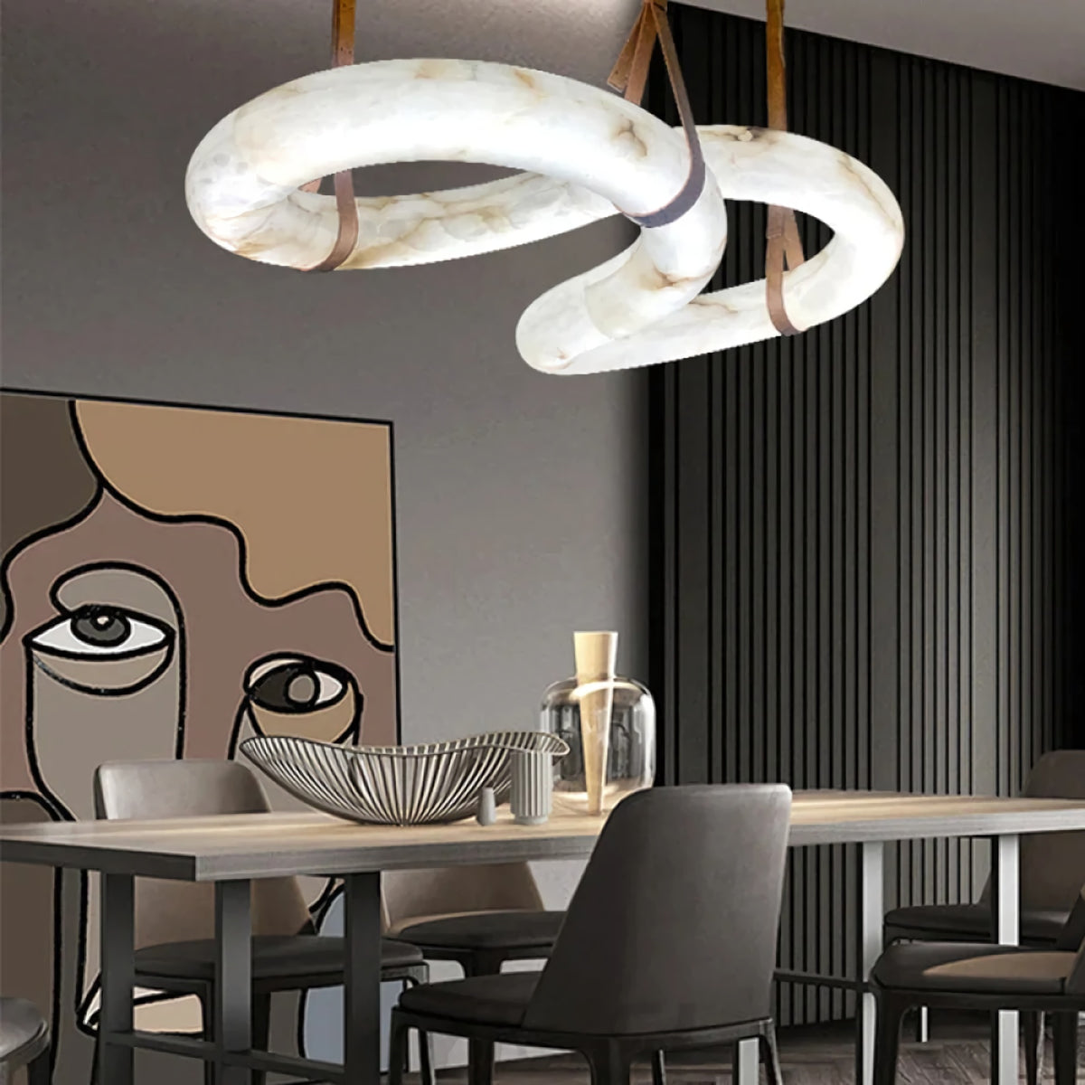 Mobius Ring Alabaster Chandelier